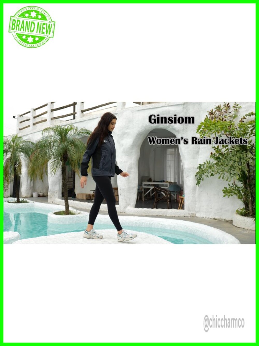 Women's Waterproof Rain Jacket with Hood Lightweight Windbreaker - Picture 6 of 6